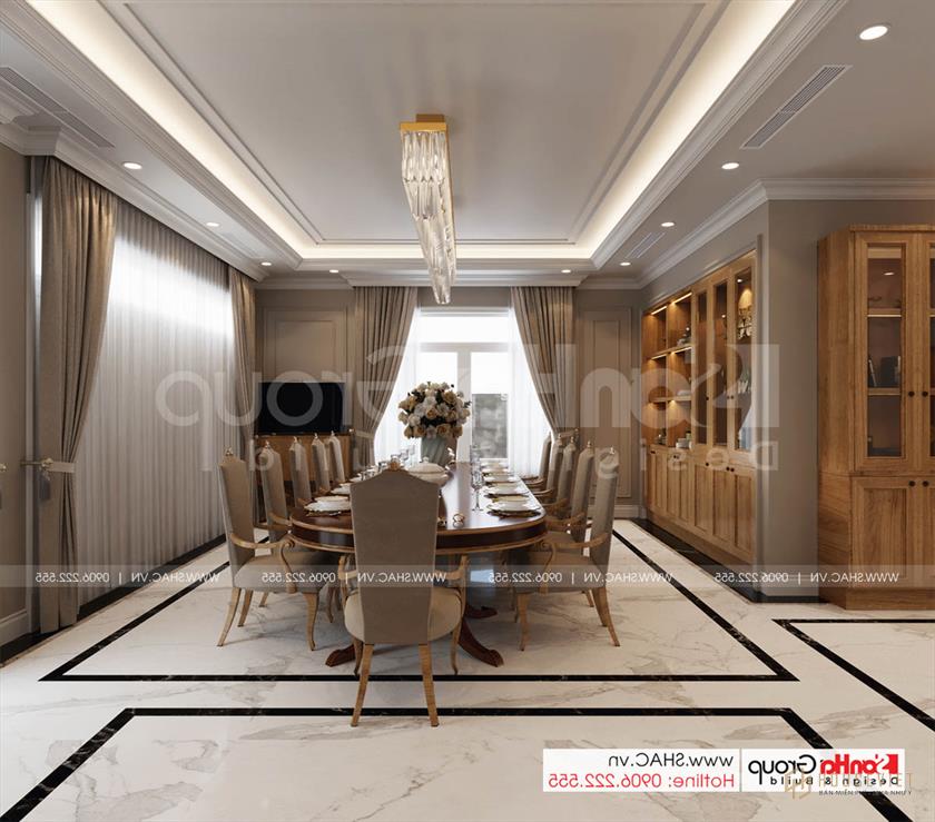 Không gian phòng ăn tinh tế và xa hoa trong biệt thự sang trọng 