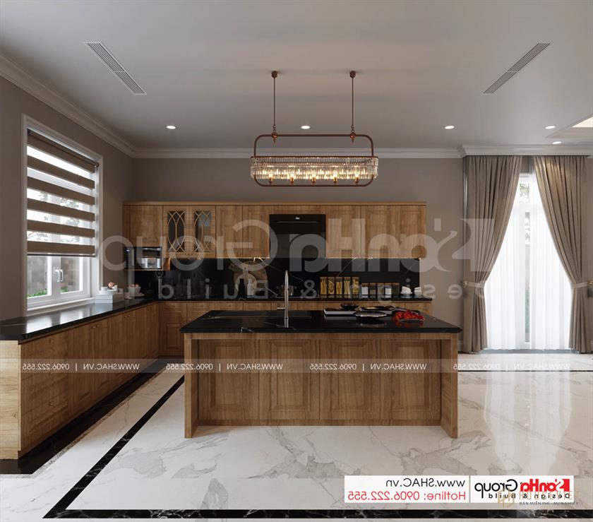 Phòng bếp với nội thất đẳng cấp của biệt thự 4 tầng tại Sài Gòn 