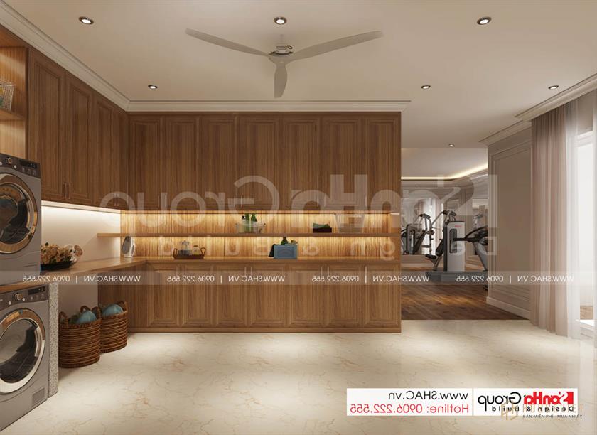 Phòng giặt tươm tất và hiện đại trong biệt thự 4 tầng SH BTP 0161 