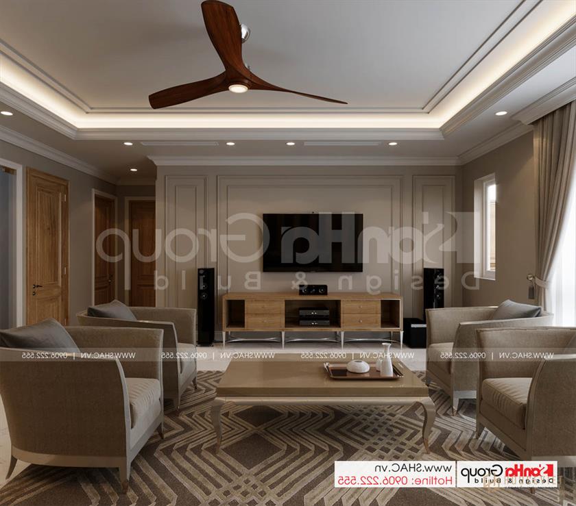 Khu sinh hoạt chung ấm cúng và tiện nghi trong biệt thự 4 tầng tại Sài Gòn 