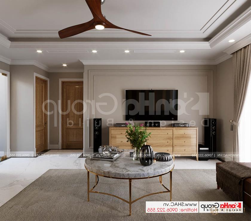 PHòng sinh hoạt chung của tầng 3 biệt thự tân cổ điển mặt tiền 17m 