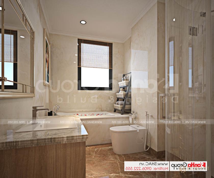 WC phòng ngủ tầng 3 biệt thự tân cổ điển 4 tầng. 