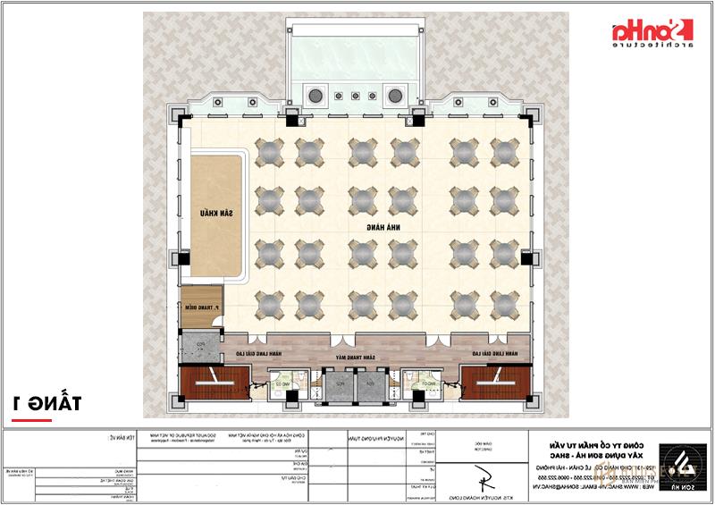 Mặt bằng công năng tầng 1 khách sạn tân cổ điển 4 sao tại An Giang 