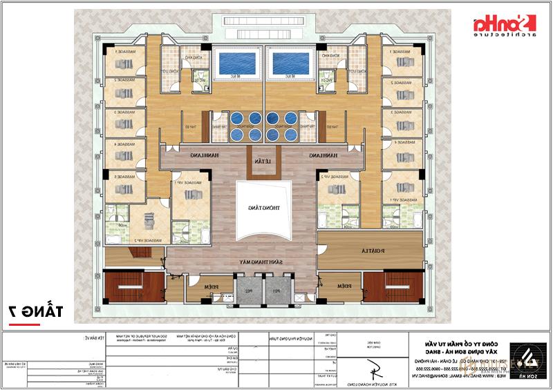 Mặt bằng công năng tầng 7 khách sạn tân cổ điển 4 sao tại An Giang 