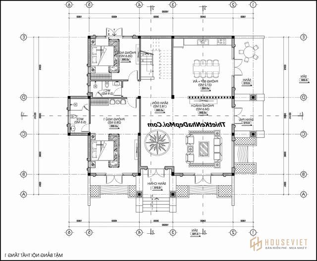 Mẫu thiết kế nhà vườn 1,5 tầng mái thái đẹp