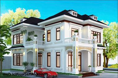 Bản vẽ biệt thự vườn mini 1 trệt 1 lầu 4 phòng ngủ hiện đại anh Quý