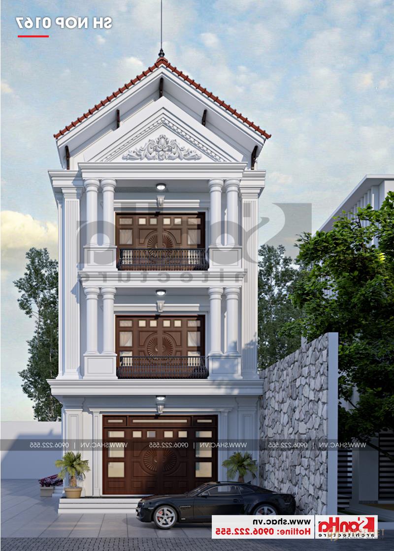 Mẫu thiết kế nhà ống kiến ​​trúc pháp 3 tầng mặt tiền rộng 6,8m tại Hải Phòng 
