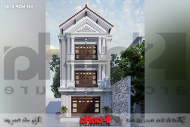 Thiết kế nhà phố kiểu Pháp 3 tầng 6,8 × 18,5m tại Hải Phòng - SH NOP 0167