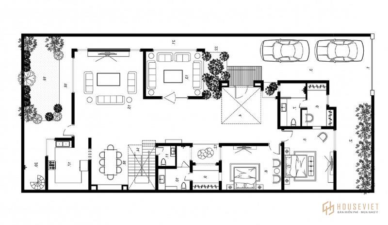 Mẫu nhà 2 tầng 8x25m