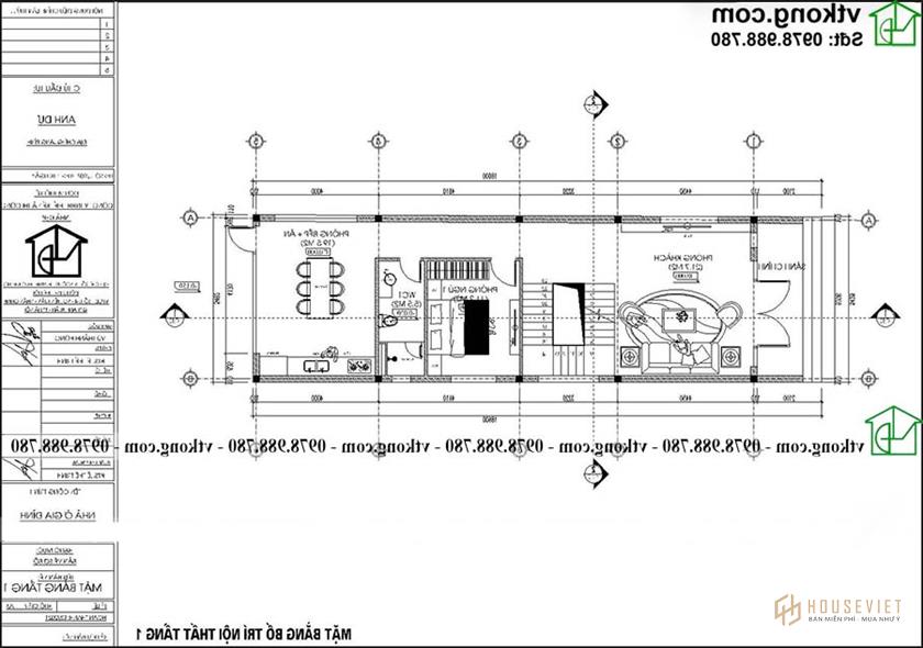 Mẫu thiết kế nhà ống 2 tầng 5,5x18m ở Hòa Bình Np2t018