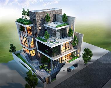 Mẫu biệt thự 4 tầng 70m2 đơn giản, tiết kiệm chi phí