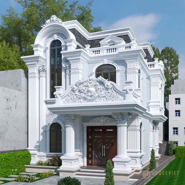 Mẫu thiết kế biệt thự 2 tầng cổ điển duyên dáng