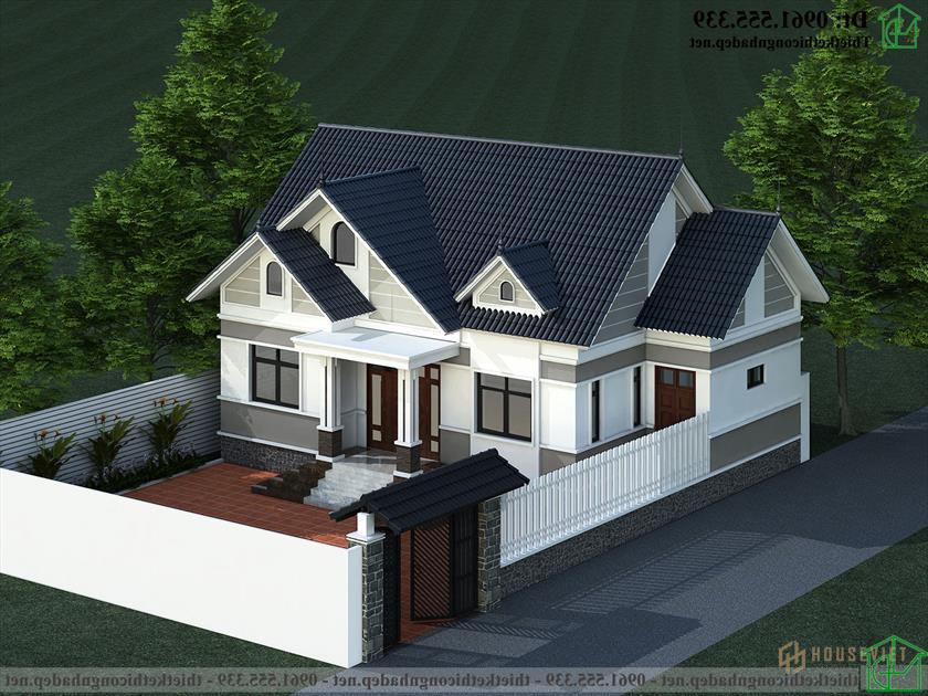 Phối cảnh tổng thể mẫu nhà cấp 4 đẹp NDNC4175