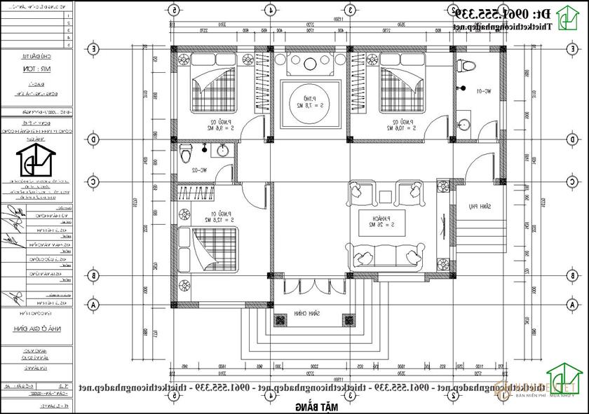 Phương án nội thất nhà cấp 4 mái thái đẹp 12x10m NDNC4175