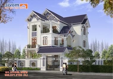 Mẫu nhà 3 tầng tân cổ điển đẹp cuốn hút - MV1869