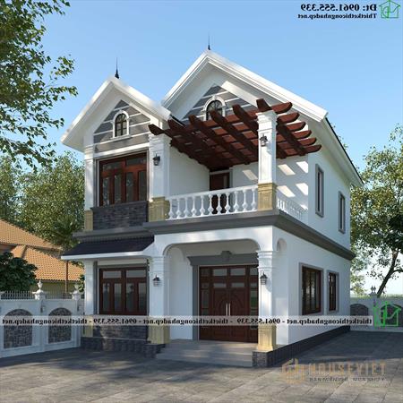 Mẫu biệt thự mái thái 2 tầng đẹp 8x14m NDBT2T136