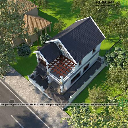 Phối cảnh tổng thể của mẫu biệt thự 2 tầng 8x14m đẹp NDBT2T136