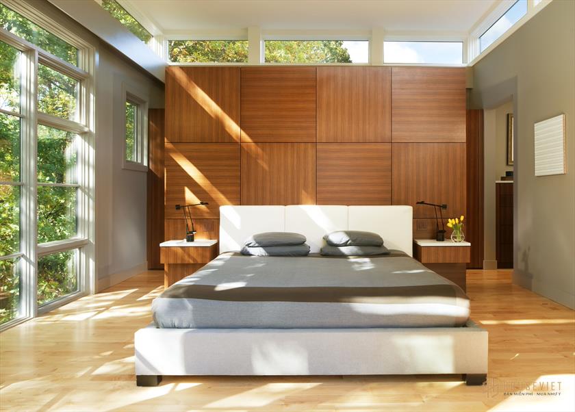 Thiết kế phòng ngủ đơn giản, tinh tế với tông màu trầm ấm