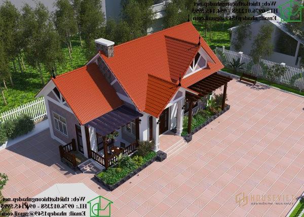 Phối cảnh tổng thể của mẫu nhà cấp 4 đẹp NDNC469