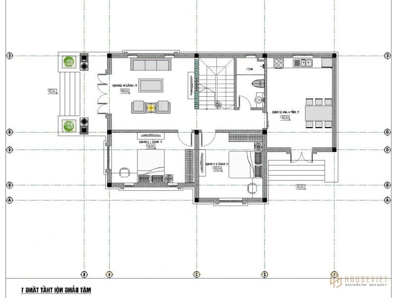 mẫu nhà 2 tầng mặt tiền 8m hiện đại
