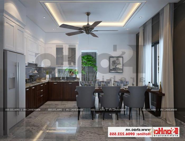 Mẫu nhà ống hiện đại 4 tầng 4,9x14,7m tại Hải Phòng có gara ô tô trong nhà– SH NOD 0187 49 5 Thiết kế nội thất phòng bếp ăn nhà ống hiện đại 4 tầng tại hải phòng sh nod 0187
