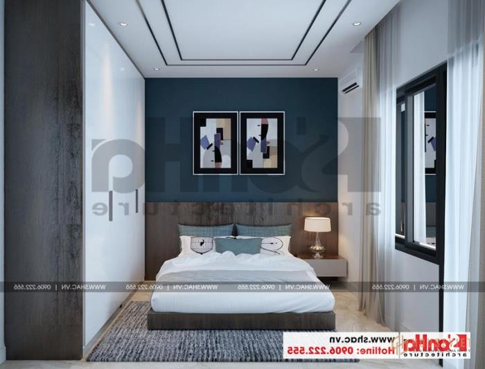 Mẫu nhà ống hiện đại 4 tầng 4,9x14,7m tại Hải Phòng có gara ô tô trong nhà– SH NOD 0187 54 Mẫu phòng ngủ được thiết kế dành riêng cho cậu con trai út của gia chủ