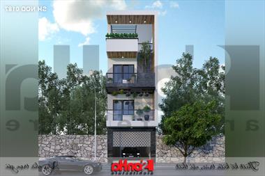 Mẫu nhà ống hiện đại 4 tầng 4,9×14,7m tại Hải Phòng có gara ô tô trong nhà– SH NOD 0187