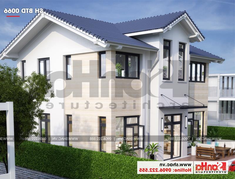 Biệt thự mái thái 2 tầng hiện đại diện tích 180m2 có bể bơi tại Hải Phòng - SH BTD 0066 2 Góc view độc đáo của mẫu nhà 180m2 mái thái đẹp