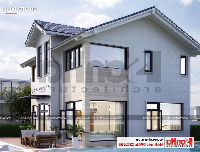 Biệt thự mái thái 2 tầng hiện đại diện tích 180m2 có bể bơi tại Hải Phòng - SH BTD 0066 3 Vẻ thoáng đãng làm nên sự sang trọng cho ngôi biệt thự 2 tầng mái thái hiện đại