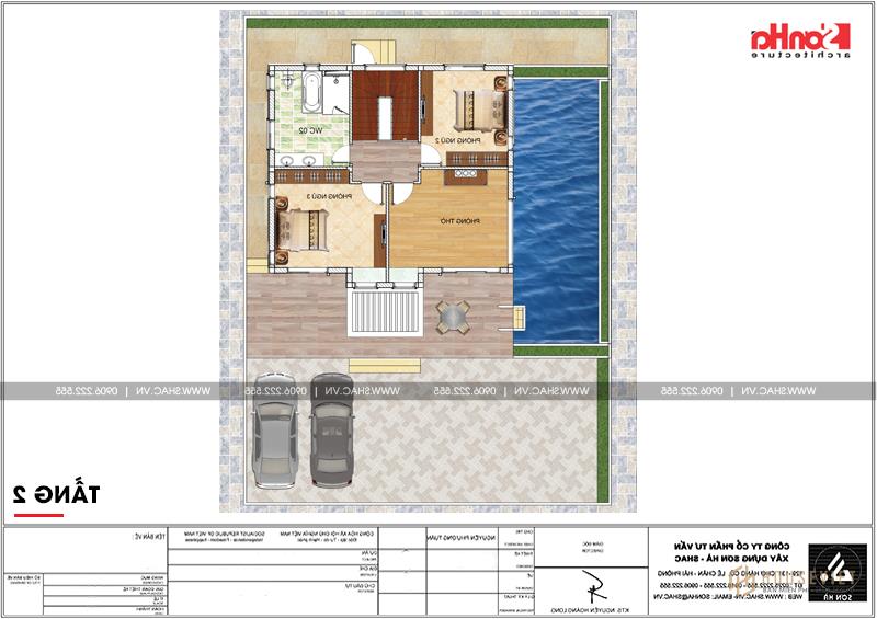 Biệt thự mái thái 2 tầng hiện đại diện tích 180m2 có bể bơi tại Hải Phòng - SH BTD 0066 19 Mặt bằng công năng 2