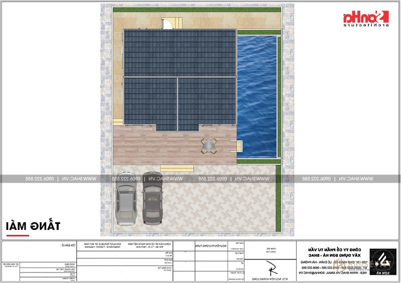 Biệt thự mái thái 2 tầng hiện đại diện tích 180m2 có bể bơi tại Hải Phòng - SH BTD 0066 20 Mặt bằng công năng tầng mái