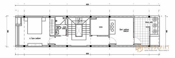 Mẫu thiết kế nhà đẹp 60m2 có tầng 3 với khu sinh hoạt chung