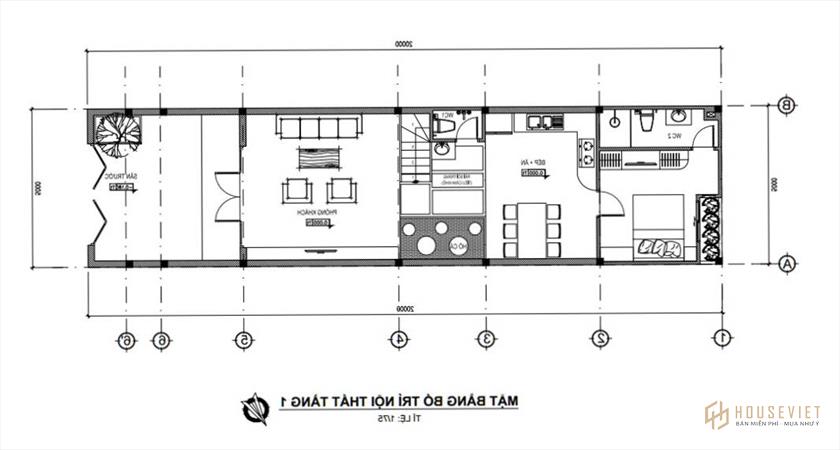 Nhà 2 tầng 3 phòng ngủ mẫu 5x20m