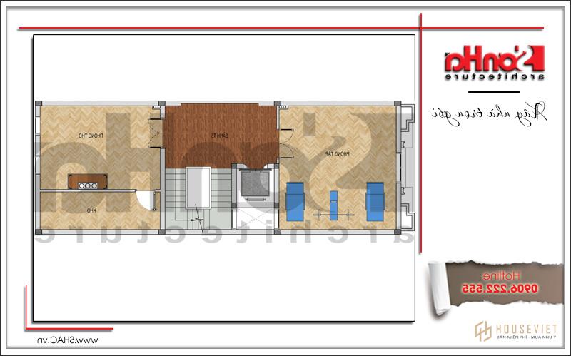 Mặt bằng công năng tầng 5 nhà ống pháp tại Bắc Ninh sh nop 0144