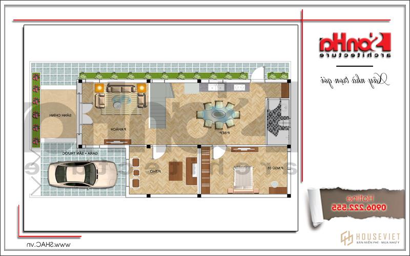 Công năng sử dụng mặt bằng tầng 1 - BTD 0058