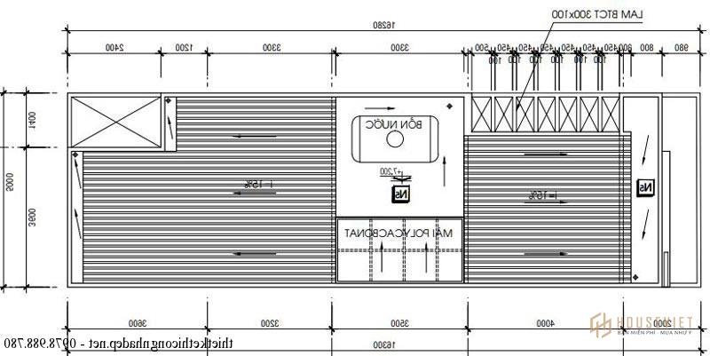 Mặt bằng nhà phố 2 tầng 5x16m 80m2