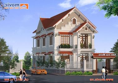 Mẫu nhà 2 tầng mái thái cổ điển - BT1735