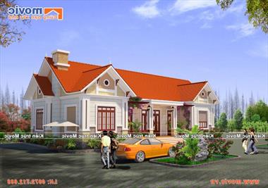 Mẫu nhà mái thái 1 tầng hiện đại 3 phòng ngủ đẹp - BT1712