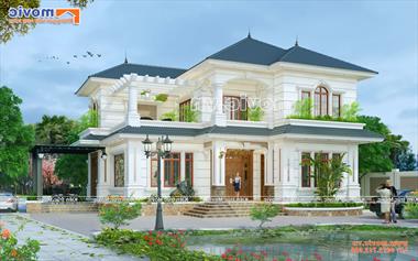Mẫu biệt thự tân cổ điển 2 tầng mái thái đẹp kiểu Nhật - MB20218