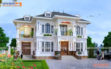 Mẫu biệt thự tân cổ điển 2 tầng mái thái đẳng cấp Nhật Bản - MB20217