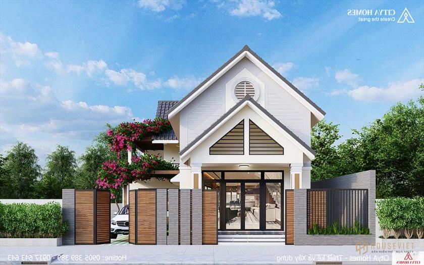 10 m. Mặt tiền mái thái ngang