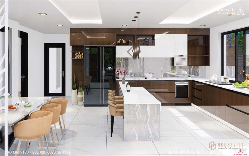 Toàn bộ không gian bếp được bố trí thông minh và hợp lý