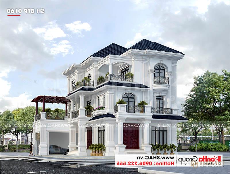 Phối cảnh biệt thự 2 mặt tiền tân cổ điển 3 tầng