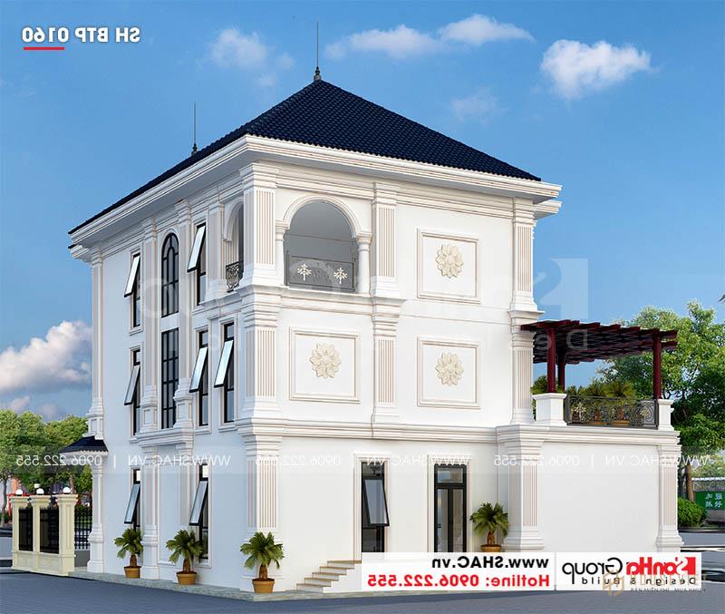 Thiết kế mặt sau và mặt bên của biệt thự tân cổ điển
