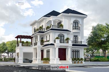 Biệt thự 2 mặt tiền tân cổ điển rộng 330m2 màu trắng đẹp - SH BTP 0160