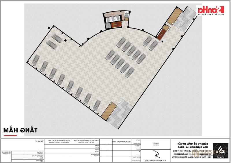 Mặt bằng công năng tầng hầm khách sạn 5 sao tân cổ điển đẹp tại Phú Yên 