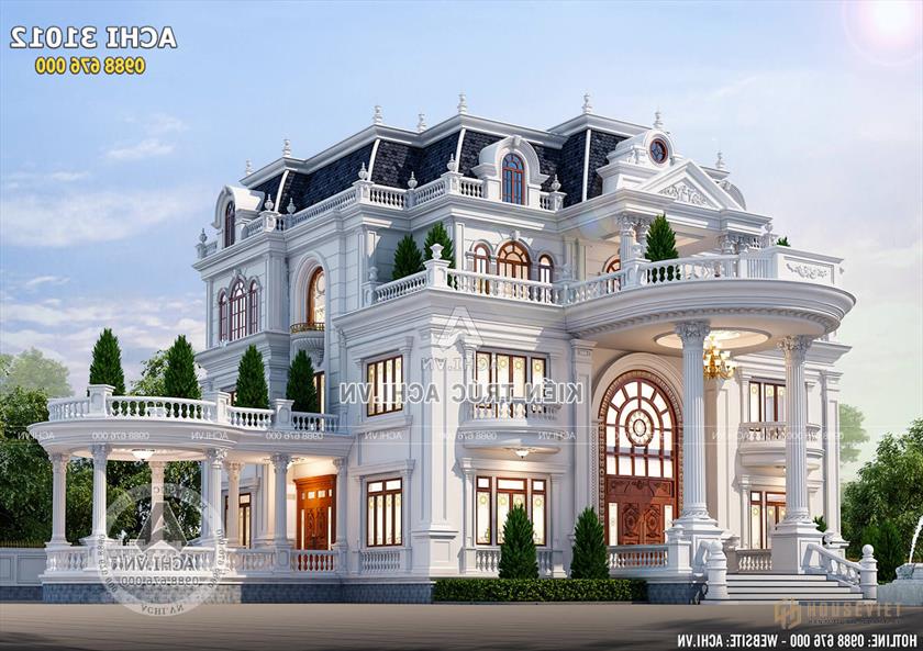 Mẫu thiết kế biệt thự tân cổ điển đẹp 1 trệt 3 lầu tại Sài Gòn - ACHI 31012 Mẫu thiết kế biệt thự tân cổ điển đẹp 1 trệt 3 lầu tại Sài Gòn - ACHI 31012