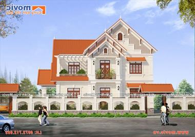 Mẫu nhà tân cổ điển 3 tầng đẹp, sang trọng diện tích 120m2 - BT1737