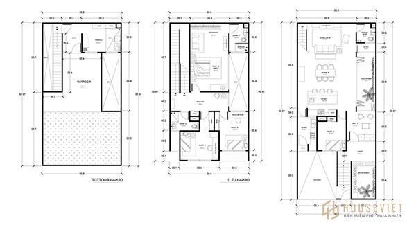 Bản vẽ kết cấu nhà phố 2 tầng