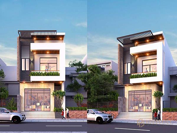 Mẫu thiết kế nhà 2 tầng 1 tum hiện đại